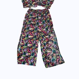 Vibrant Leaf Print Two-Piece Set